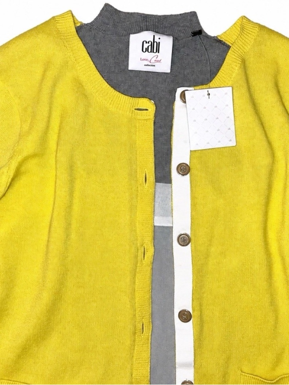 CAbi NEW Belle Layered Lace Cami / Button Down Cardigan Sweater Sz M - Picture 3 of 7